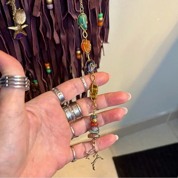 Handmade One of a Kind Boho Bag with Lots of Dangly Jewels and Gemstones